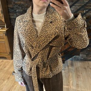 Leopard Print Leather Women's Jacket